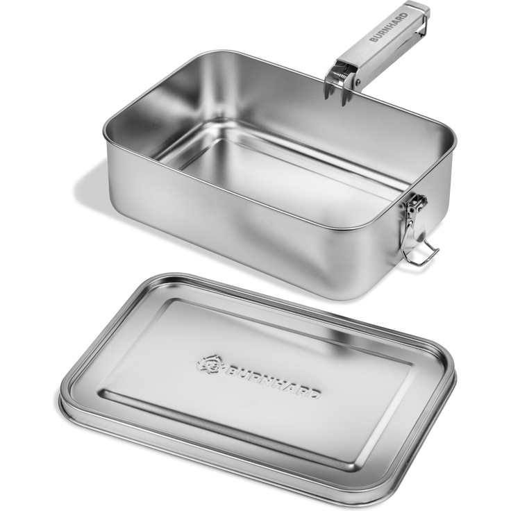 Camping Kochgeschirr BURNHARD® Edelstahl, 2,4 l, All-in-One Cooking, multifunktional, 7,7 x 24 x 17 cm – Universal & JONES-Serie - Multi-Color - #946415