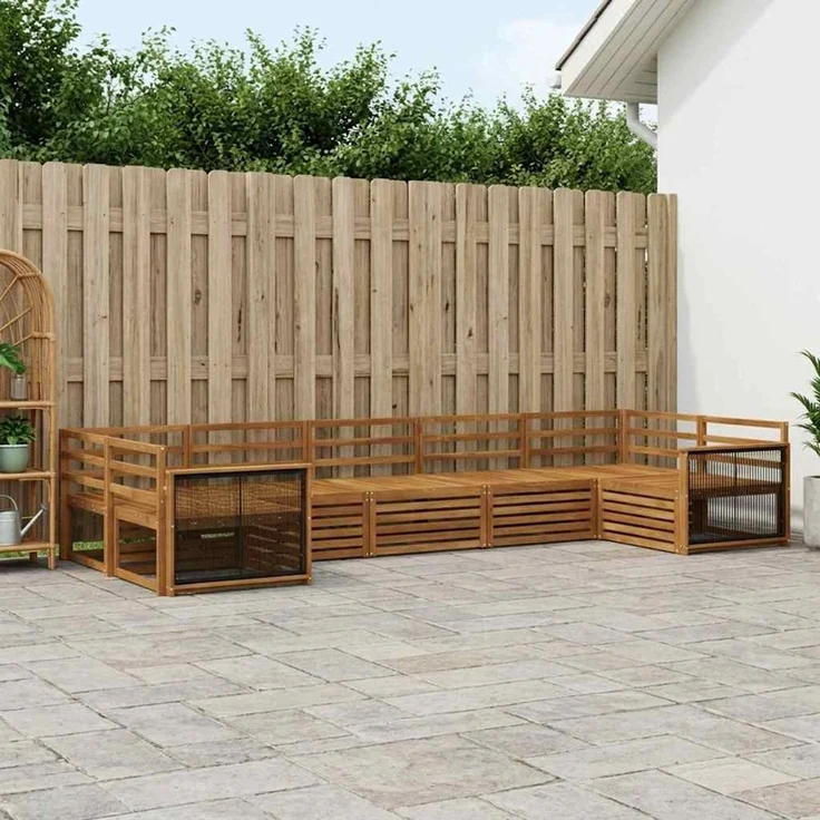vidaXL Outdoor-Sofagarnitur 7 stk. 7-Sitzer Natur Massivholz Akazie 3383802 – Bild 1