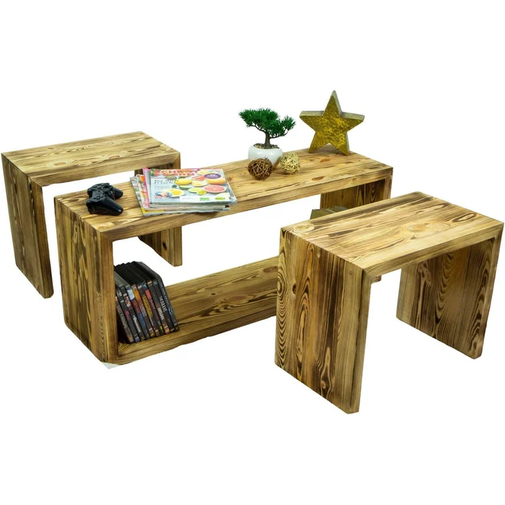 Kistenkolli Altes Land Allzweckkiste 2er Set Beistelltisch 50x40x30cm Sitzhocker in geflammt (Kein) – Bild 5