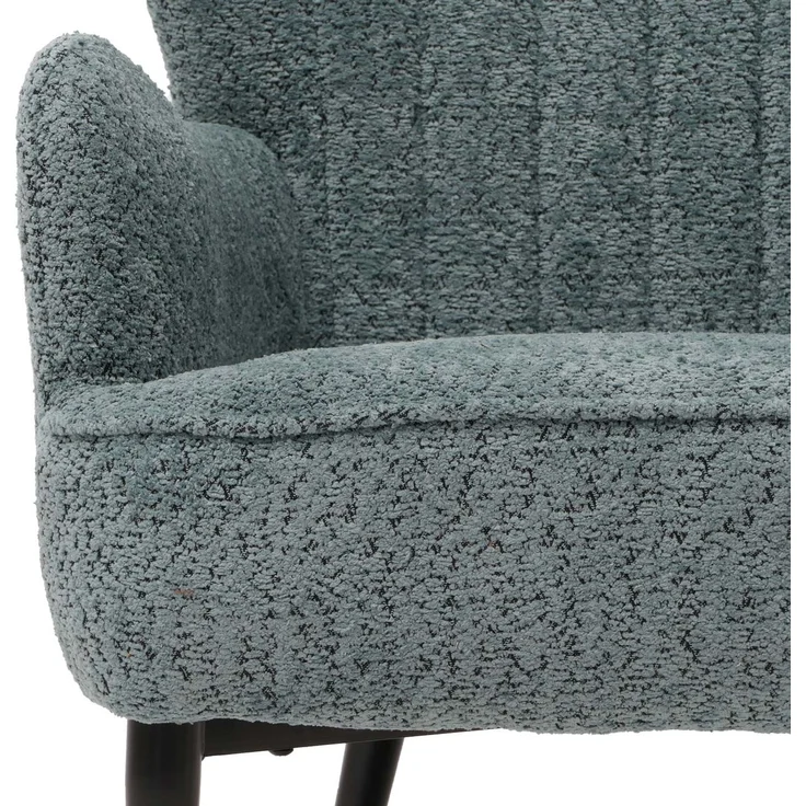 Lounge-Sessel HWC-K37, Cocktail-/Ohrensessel Polsterstuhl Retro Vintage Stoff Chenille (500g/m²) ~ blau-grün – Bild 8