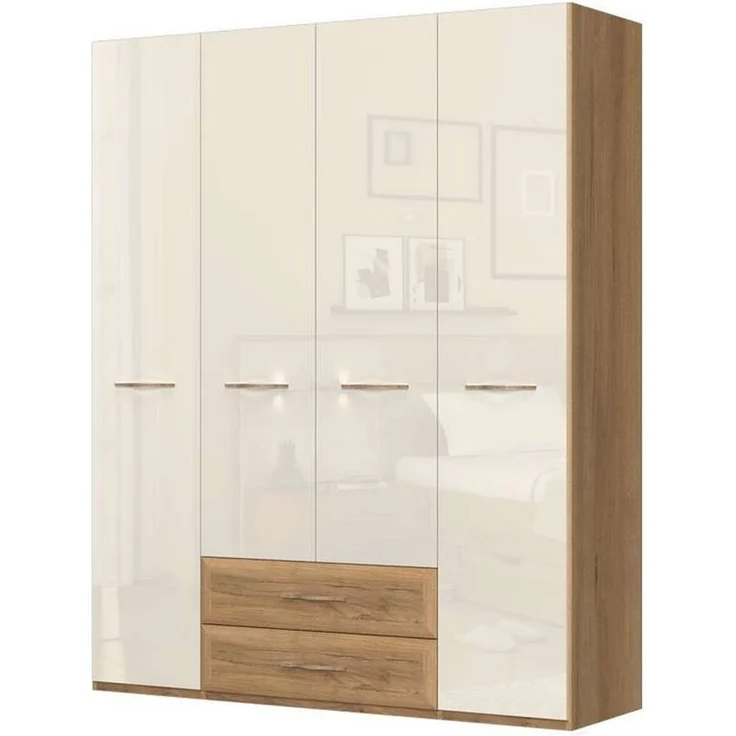OTTO home Kleiderschrank Gala, beige hochglänzend UV lackiert, kratzfest, FSC-zertifiziert (abgerundete Schubladen aus MDF im Holzdekor, soft-close) hoher Schrank (224cm), wahlweise in 4 Breiten, Made in Europe – Bild 5