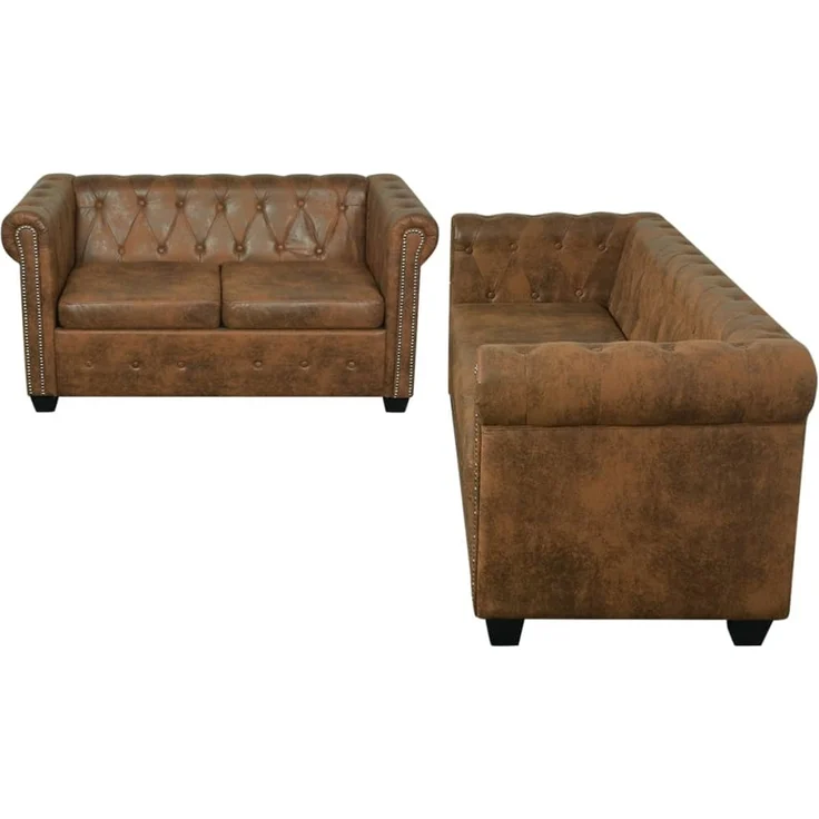 vidaXL Chesterfield-Sofas 2-Sitzer und 3-Sitzer Braun 274322 – Bild 4