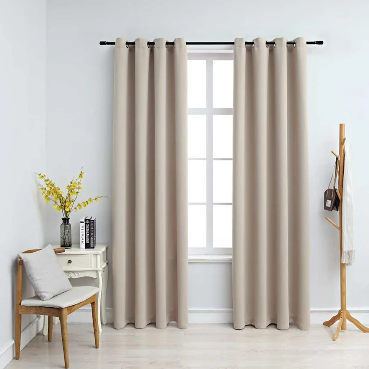 Verdunkelungsvorhänge | für Wohnzimmer & Schlafzimmer mit Metallösen 2 Stk. Beige 140x225 cm – Bild 2