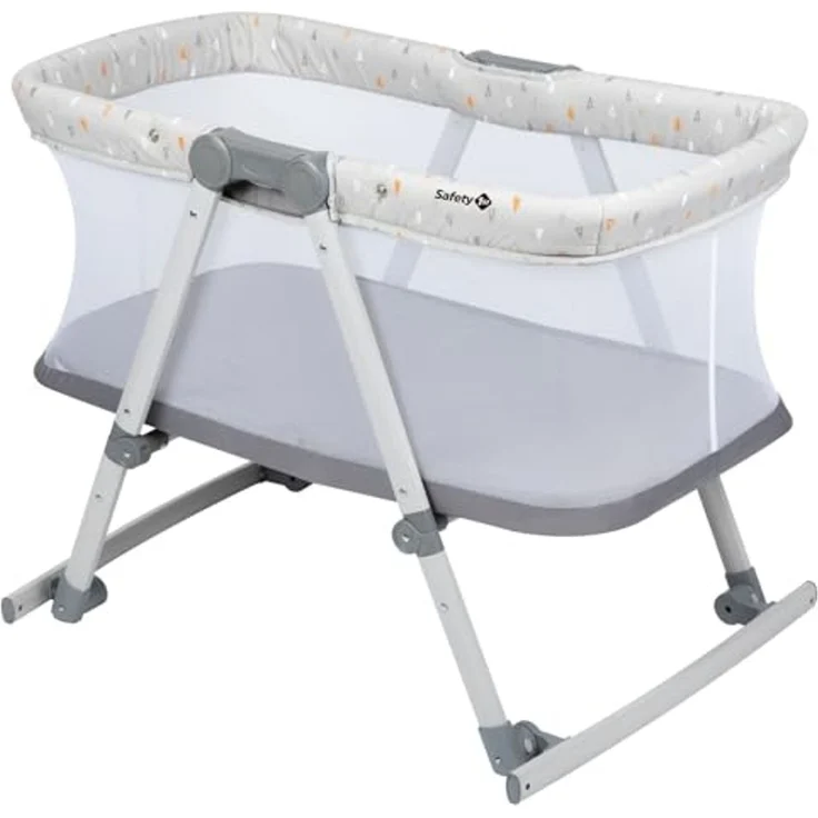 Safety 1st Babybett Morning Star, zusammen-klappbare Babywiege inkl. Reisetasche, geeignet ab der Geburt bis ca. 9 Monate, Warm Grey – Bild 1