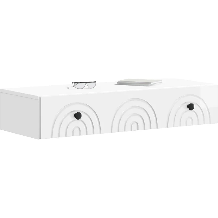 vidaXL Wandmontierter Beistelltisch Hochglanz Weiß 87,5 x 34,5 x 17 cm 898159 – Bild 3