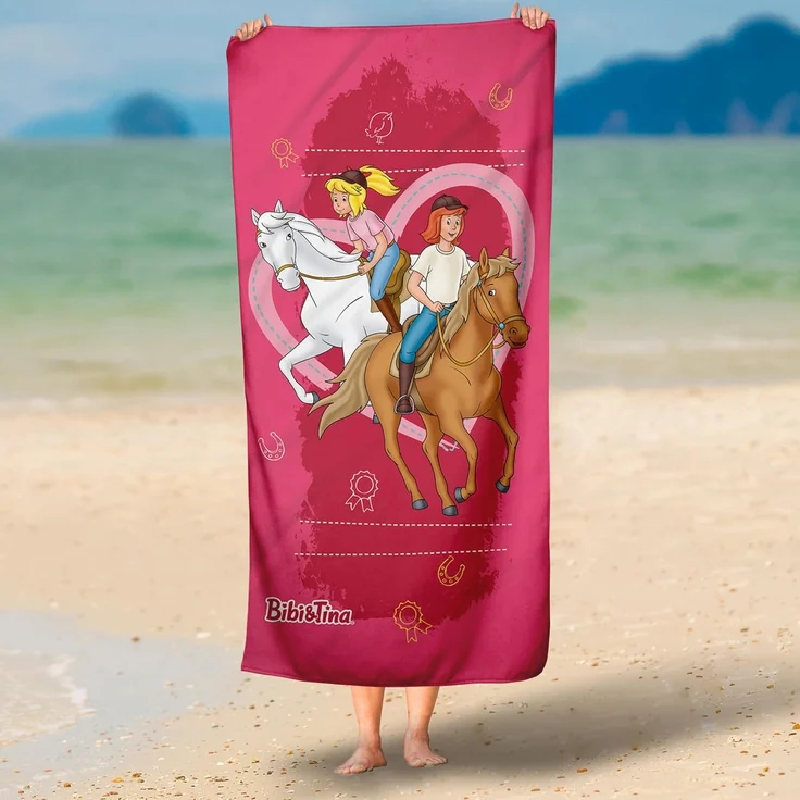 BERONAGE Strandtuch Bibi und Tina Badetuch Herz 75x150 cm, 100% Baumwolle (1-St), Frottee in Velours-Qualität – Bild 3