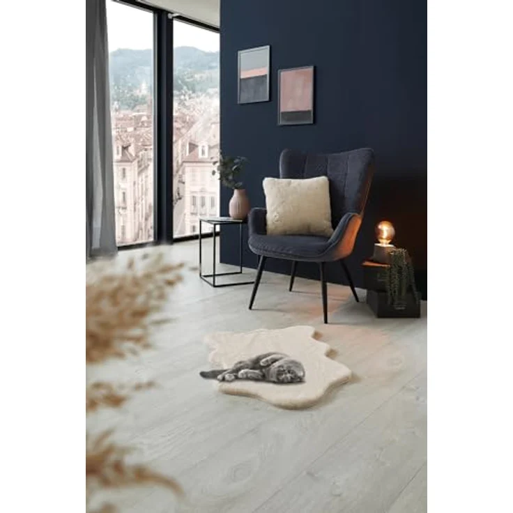 -LUXOR- living Fellteppich Coste gemütlicher weicher Hochflor Kunstfell Teppich 55 x 80 cm beige – Bild 2