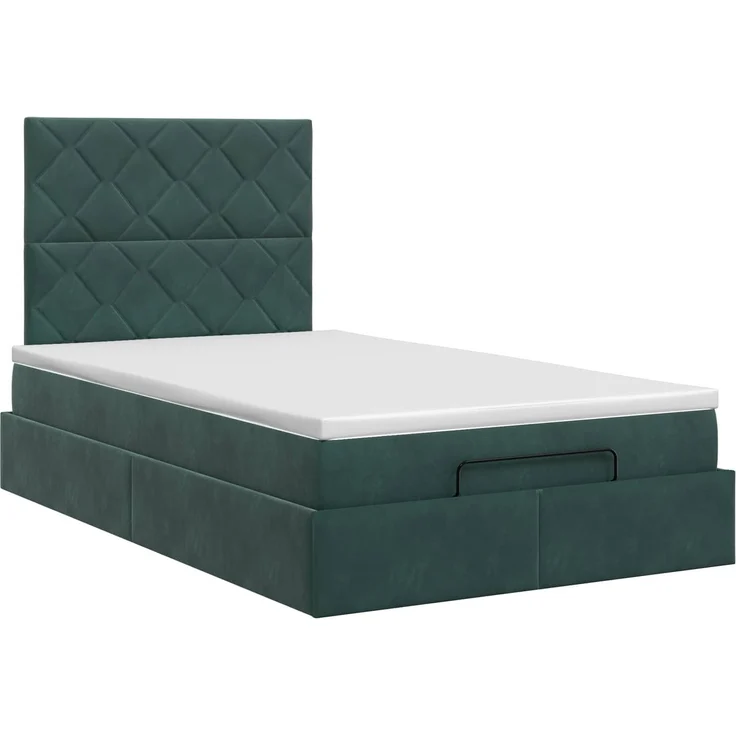 vidaXL Ottoman Bett mit Matratze Dunkelgrün 120 x 190 cm Samt 3457782 – Bild 5