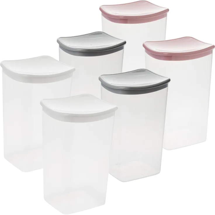 Centi Vorratsdose Vorratsdosen mit Deckel luftdicht 2l transparent, Kunststoff, (6er-Set)