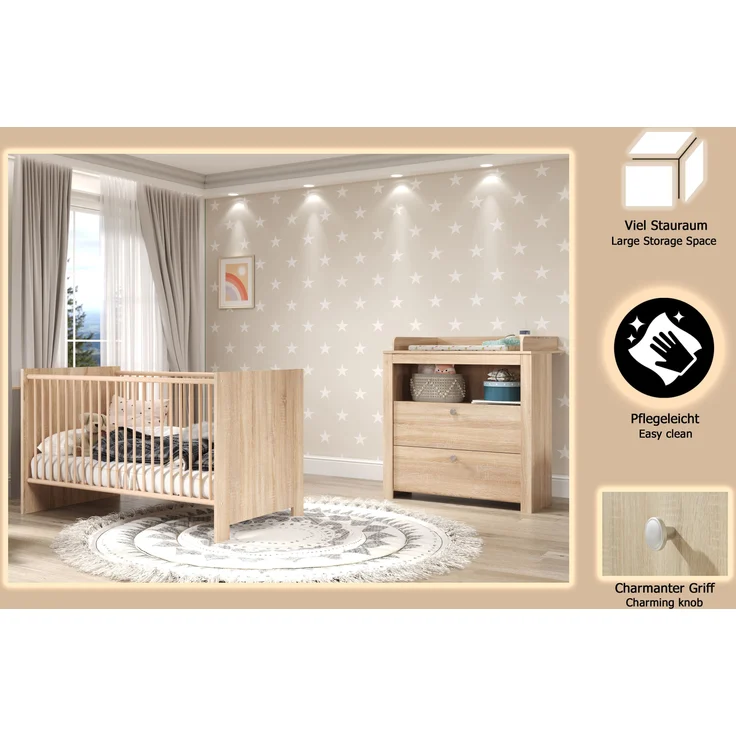 Trendteam 2-tlg. Babyzimmer-Set Olivia/Julie Eiche hell – Bild 8