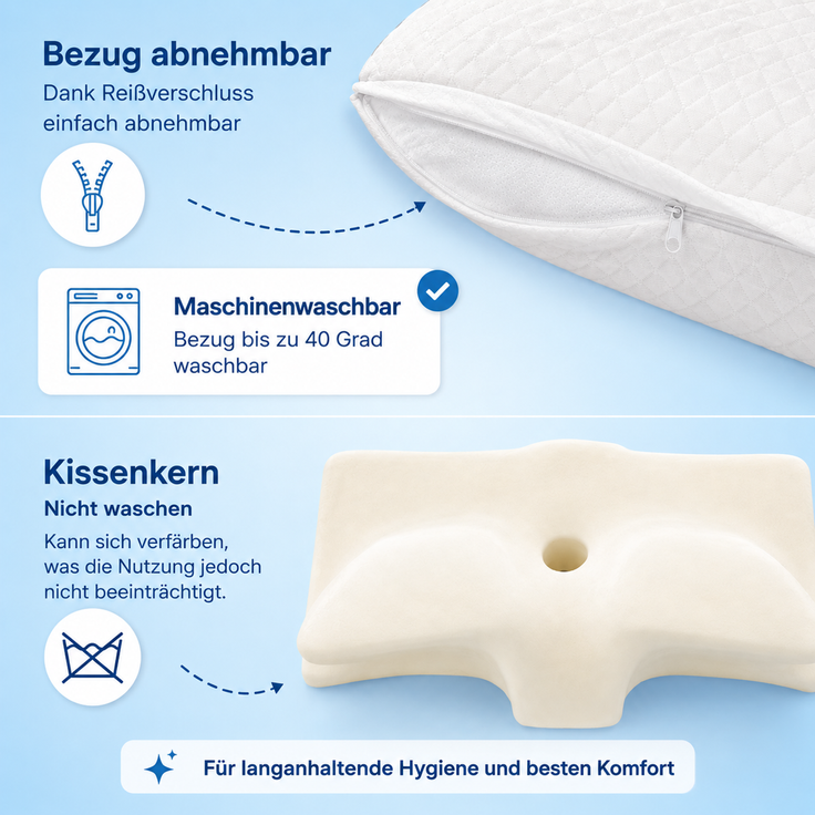 YaLiva_Decor® Kopfkissen ergonomisch, orthopädisch gegen Nackenschmerzen & mit Memory Foam, Grau, 62 x 34 x 12 cm – Bild 6
