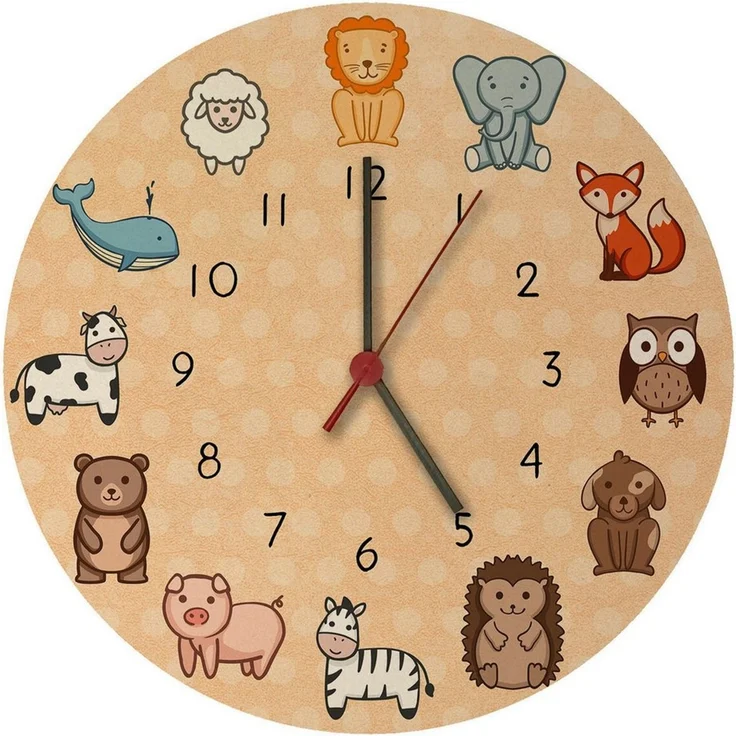 speecheese Wanduhr Kinderuhr mit süßen Tieren Wanduhr aus MDF – Bild 2