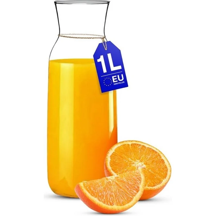 KONZEPT Wasserkaraffe Karaffe Glaskaraffe Transparente 1 Liter, (1-tlg), ideal für Wasser, Saft, Wein, Limonade, Coctails und Milch – Bild 4