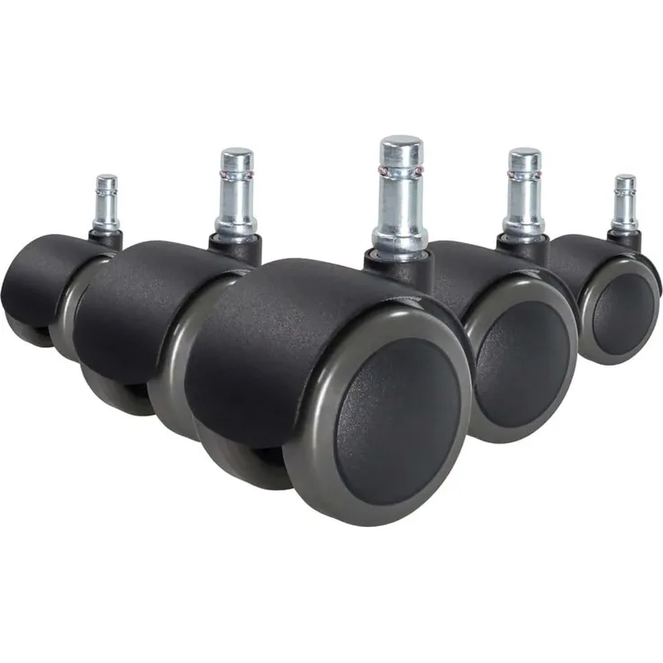 hjh OFFICE 619023 5X Hartbodenrollen 10mm / 50mm ROLO FIX Zinkgusdruck Stuhlrollen sitzgebremst für Hartböden (5er Pack)