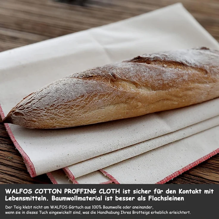 Walfos Profi Gärtuch Brot Backen Leinentuch Teig Gärung Baguette 75x45 cm 2er – Bild 8