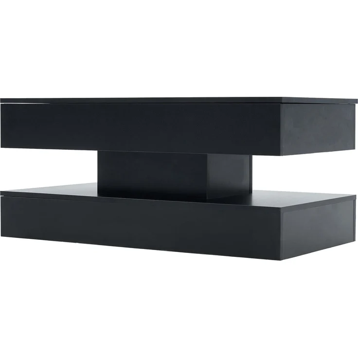 Höhenverstellbarer Couchtisch mit LED-App-Steuerung, verstecktem Stauraum und EU-Steckdosen, 100×50×42 cm, modern schwarz – Bild 9