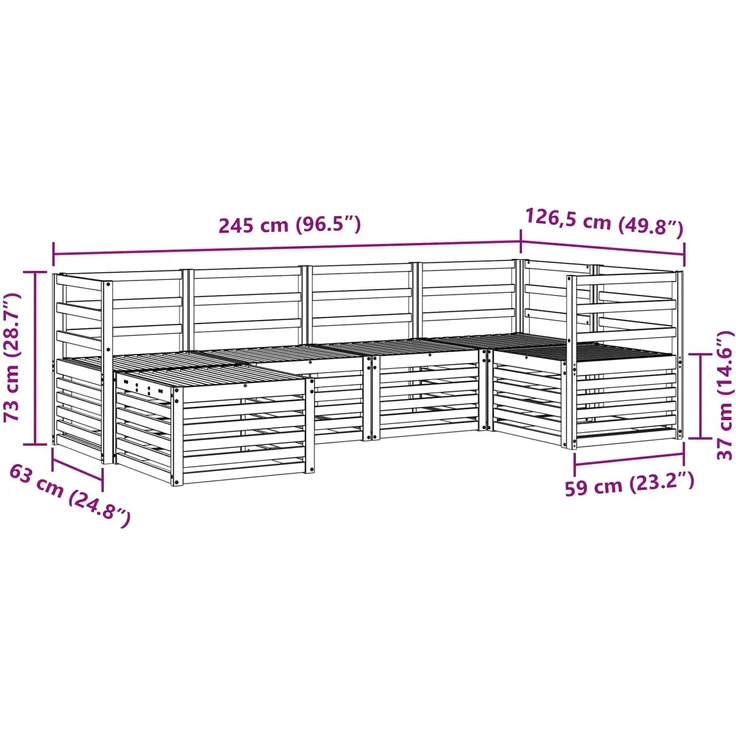 vidaXL Outdoor-Sofagarnitur 6 stk. 5-Sitzer Natur Massivholz Akazie 3375069 – Bild 9