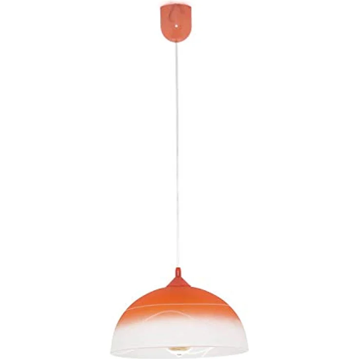 Licht-Erlebnisse ADANIA Hängelampe Glas Metall orange weiß, blendarm, rund, E27, Retro Design, Ø 30 cm für Wohnzimmer und Küche – Bild 4