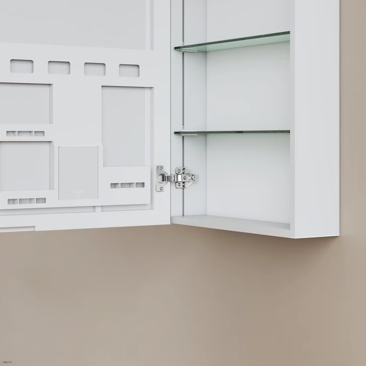 EMKE Spiegelschrank 80 x 65 x 14,5 cm – 2 Spiegeltüren mit integriertem Stauraum, verstellbare Ablagen, mattweiß – Bild 6