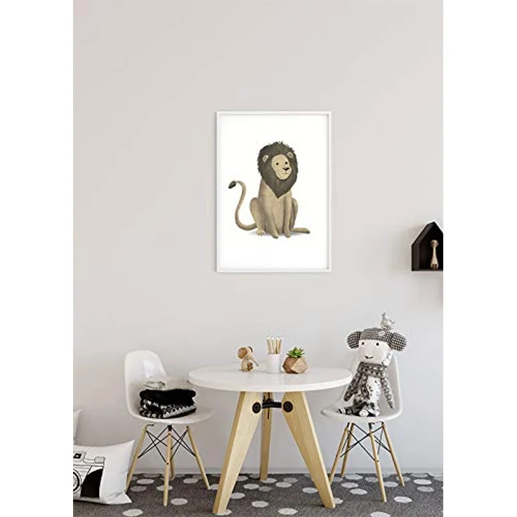 Komar Wandbild Cute Animal Lion, Poster 30 x 40 cm, hochwertiger Kunstdruck ohne Rahmen, fotorealistische Farben, für Wohn- und Schlafzimmer, Made in Germany – Bild 5