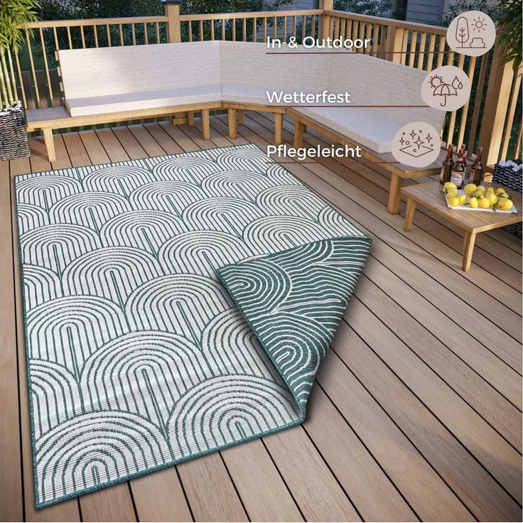 HANSE Home Outdoorteppich Pangli, Wendeteppich, rechteckig, Höhe: 5 mm, In-& Outdoor, Teppich, Wetterfest, Balkon, Garten, Wohnzimmer, Modern – Bild 2