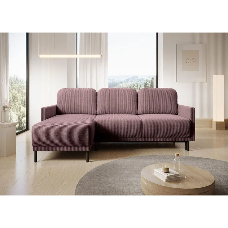 Selsey 'Hamiel' Ecksofa mit Schlaffunktion & Bettkasten, Cord, Universal, Lila – Bild 2
