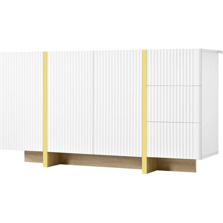 DESVIAE Sideboard Weiß aus MDF/Spanplatte – 140x75x36 cm – 3 Türen, 3 Schubladen – Bild 8