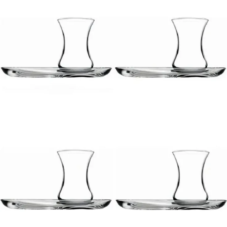 Pasabahce 4er set 2x Teeglas + 2x UntertasseTeeglas 125ml transparent