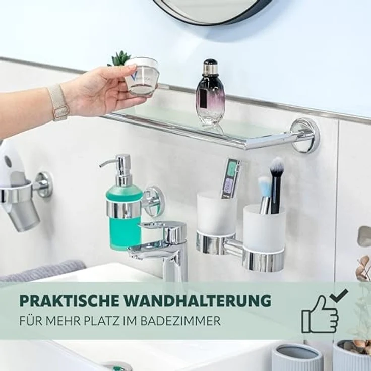 bremermann Wandregal Bad-Serie LUCENTE - mit Rahmen, aus Glas und Edelstahl – Bild 4