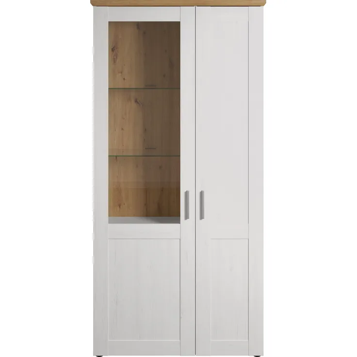 Vitrine Shade in Andersen Pinie weiß und Eiche Artisan Landhaus 95 x 194 cm