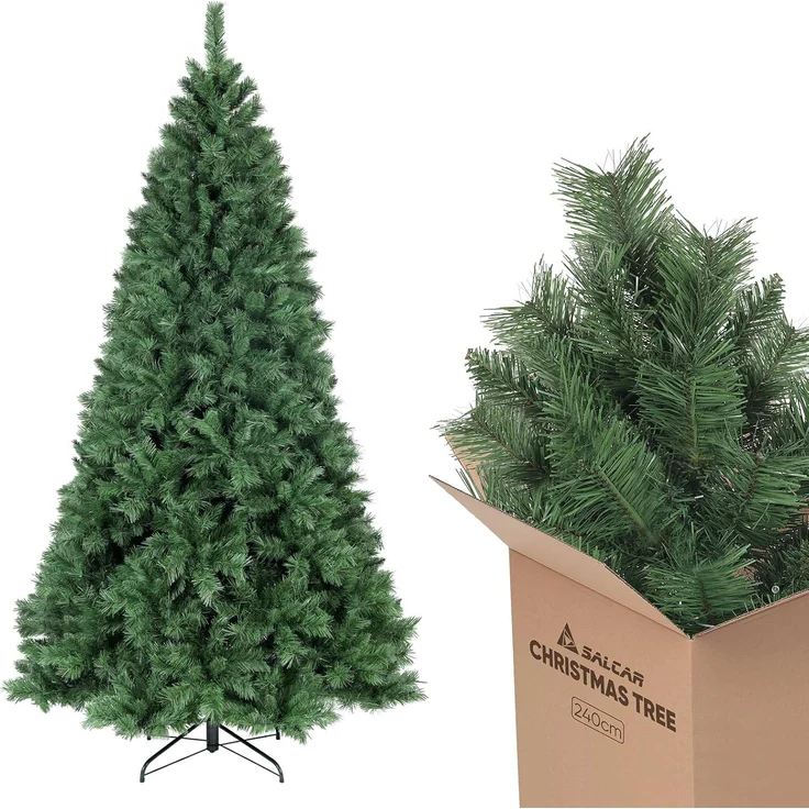 Salcar Künstlicher Weihnachtsbaum PVC Weihnachtsbaum Künstlich Tannenbaum Christbaum mit Metallständer, mit Automatisches Aufklappsystem, 240cm mit 1168 Spitzen – Bild 1