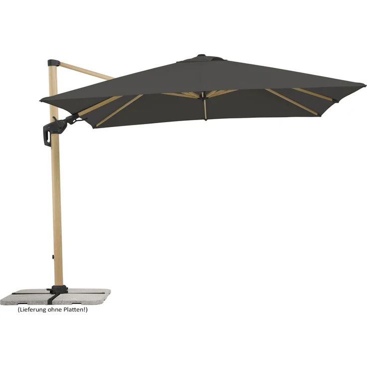 Schneider Schirme Ampelschirm, Rhodos Woody, Anthrazit / Holz, 3x3 m – Bild 1
