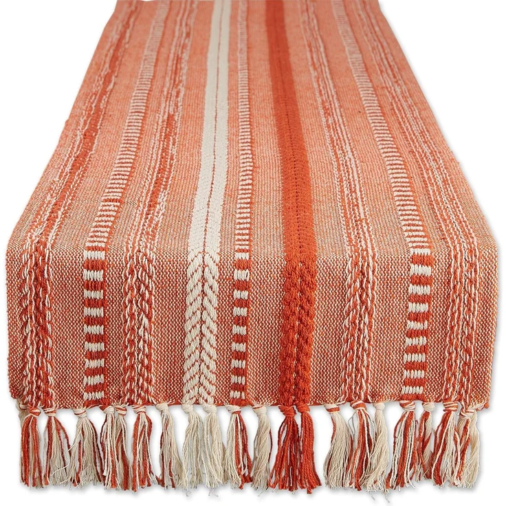 DII Farmhouse Tischläufer-Kollektion, geflochten, gestreift, 38x182 cm, Vintage-Rot