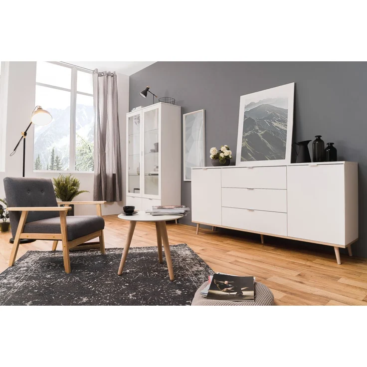 Sideboard Lundby weiß und Eiche massiv 180 cm – Bild 6