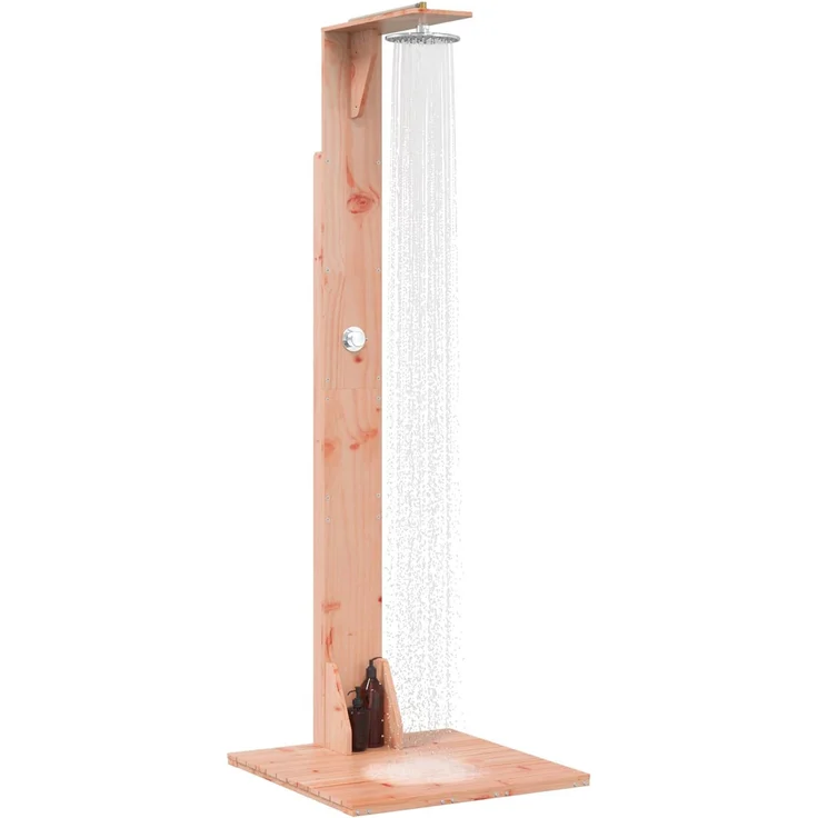 vidaXL Gartendusche 214,5 cm Massives Douglasholz und Edelstahl Natur 886346 – Bild 3