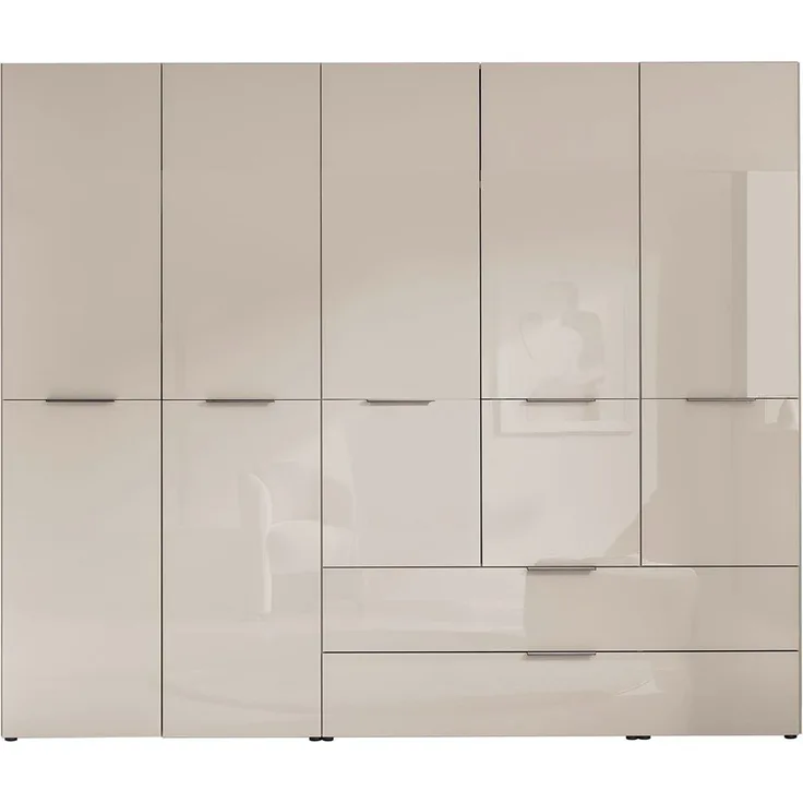 Kleiderschrank Bergamo / Bari, Glas, Holzwerkstoff, Beige, 250 x 212 x 57 cm