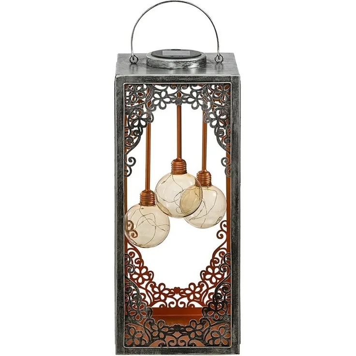 Dehner LED Solarleuchte Solar-Laterne Marsa, verschiedene Größen, Metall, Warmweiß, romantische LED-Laterne mit orientalischen Ornamenten