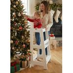 Stepup Baby Lernturm Montessori Küchenhelfer Ständer Verstellbare Kleinkind Stufen mit Sicherheitsschiene Massivholz Weiß