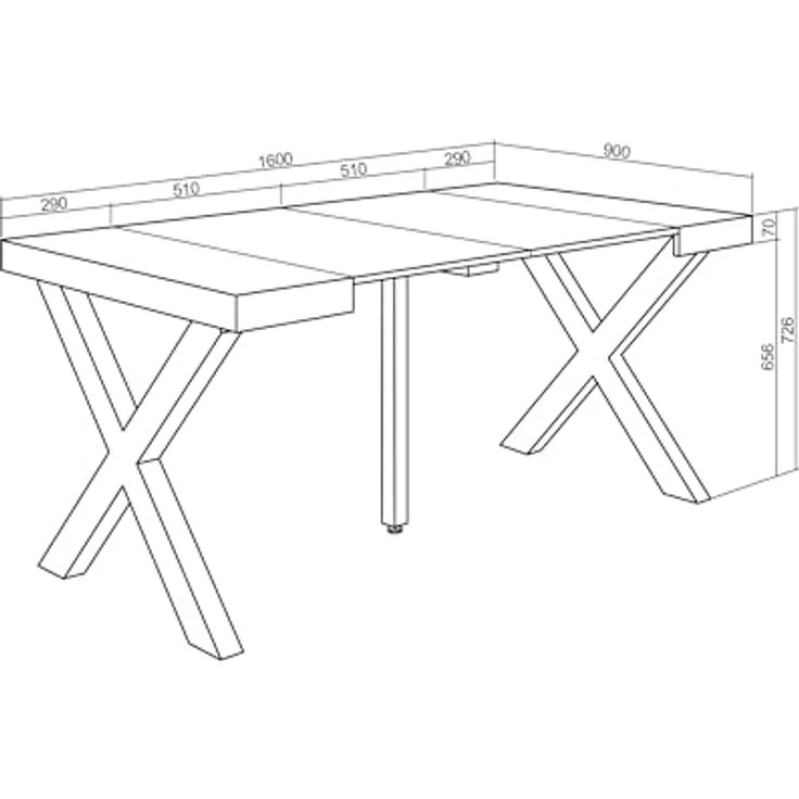 Skraut Home | Ausziehbarertisch | Multifunktionaler ausziehbarer | 160 | Für 8 Gäste | Massivholz Beine | Moderner Stil | Eiche Schwarz – Bild 3