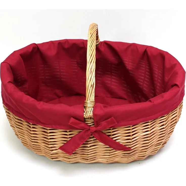 Einkaufskorb Rote Schleife Tragekorb Bügelkorb Einkaufstasche Picknick Korb – Bild 5