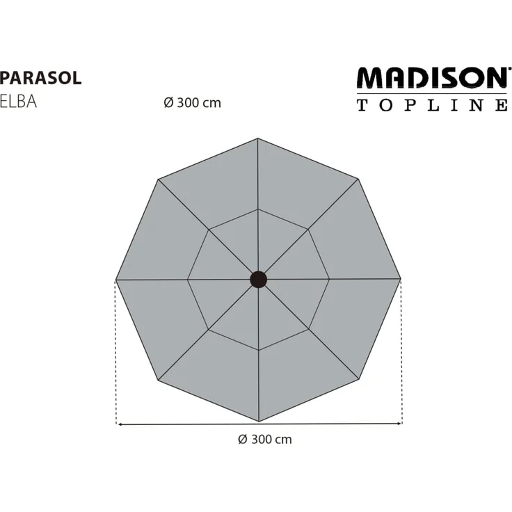 Madison Sonnenschirm Elba 300 cm Grau 447155 – Bild 7