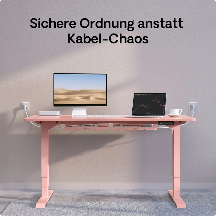 Desktronic Kabelkanal Schreibtisch, 2x43cm, Hochwertiger Stahl, Kabel Organizer für Kabelführung Rosa – Bild 8