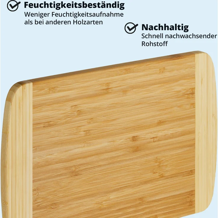 KHG Schneidebrett Frühstücksbrett aus Bambus Holz - 30 x 20 x 1,8 cm | Messerbrett Hackbrett nachhaltig antibakteriell | verschiedene Größen – Bild 3