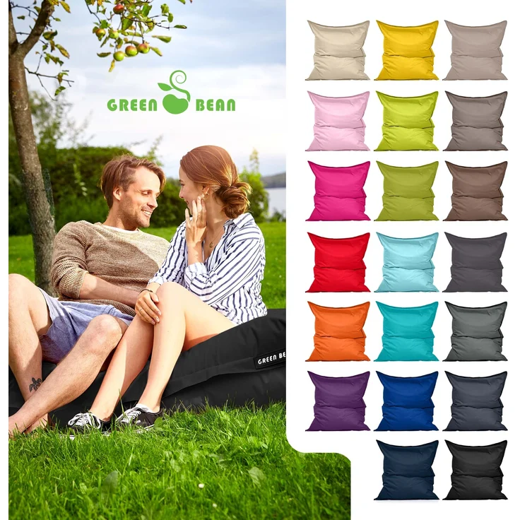 Green Bean® Outdoor Sitzsack XXL 140x180cm 380 Liter Riesensitzsack + Pouf für Kinder & Erwachsene Bean Bag EPS mit Perlen Füllung - Camouflage Schwarz – Bild 2