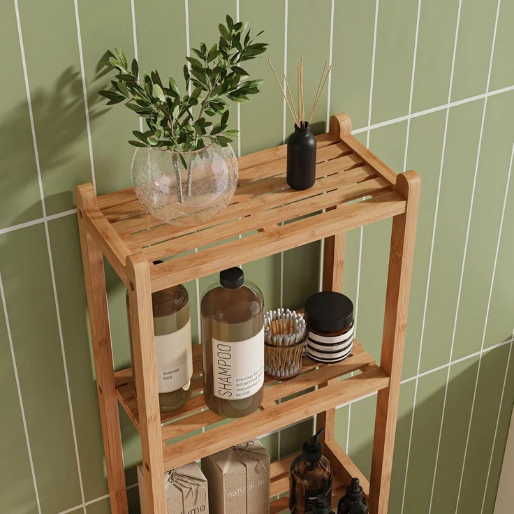 Badregal Anun 128x30x30 cm Bambus Natur [en. casa] – Bild 8