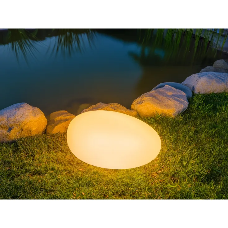 Smartwares LED Solarleuchte Stein OSL-50016 weiß Ø 40 cm RGBW