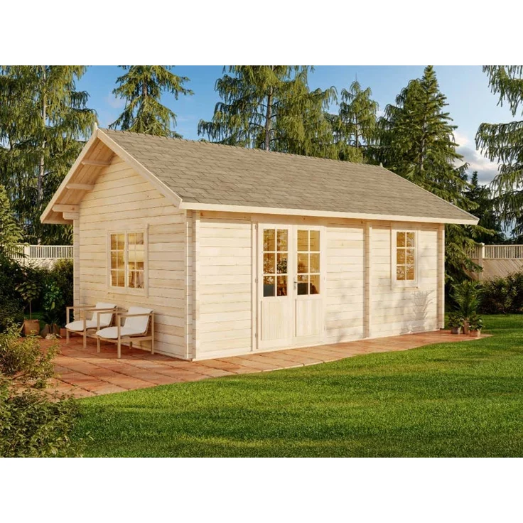 Alpholz Garten- und Freizeithaus Arizona Blockhaus aus Holz Holzhaus mit 70 mm Wandstärke inklusive Schlafboden Blockbohlenhaus – Bild 1