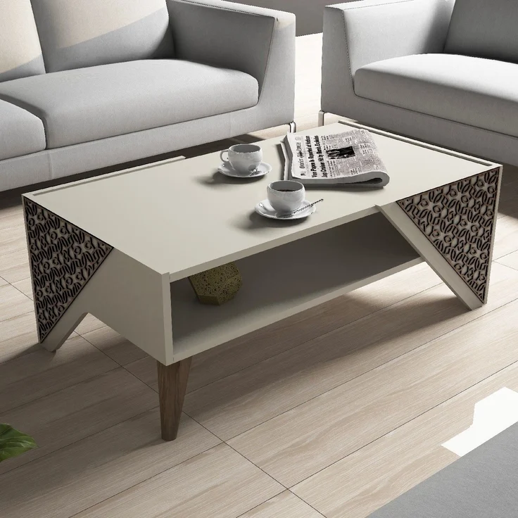 Skye Decor 'Beril - Cream' Couchtisch, Creme, 105 x 58 x 40 cm – Bild 3