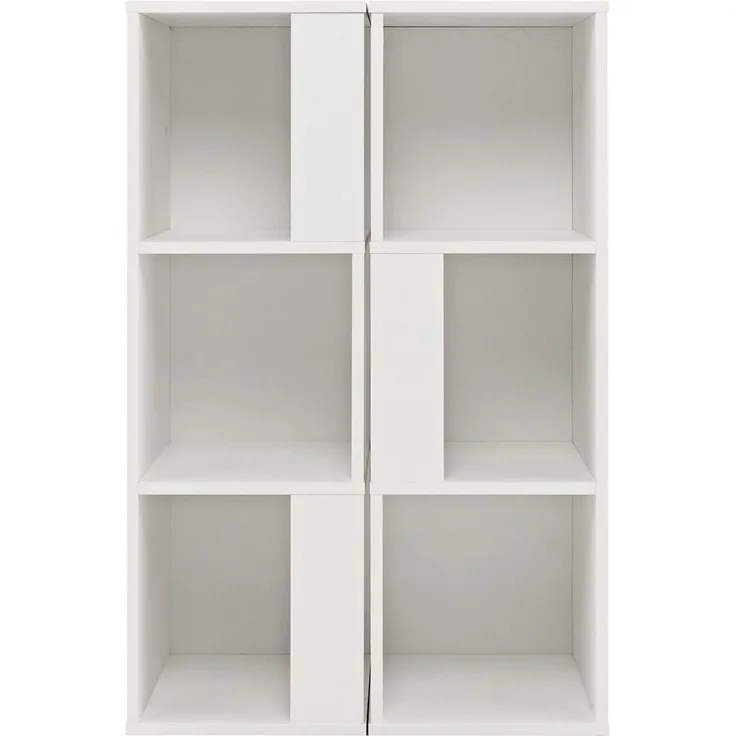 COSTWAY Bücherregal, 2-tlg, mit 6 Fächern, Holz, Kippschutz, 33x33x100,5cm