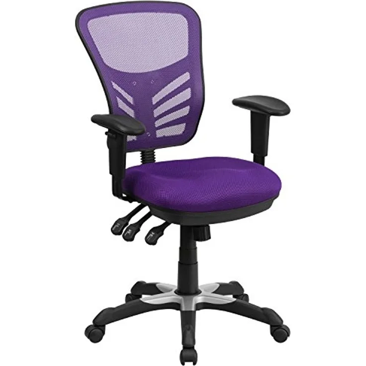 Flash Furniture Bürostuhl mit mittelhoher Rückenlehne – Ergonomischer Schreibtischstuhl mit verstellbaren Armlehnen und Netzstoff – Perfekt für Home Office oder Büro – Lila